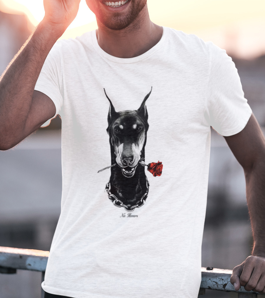 Doberman No Hours Red Rose Chain T-Shirt