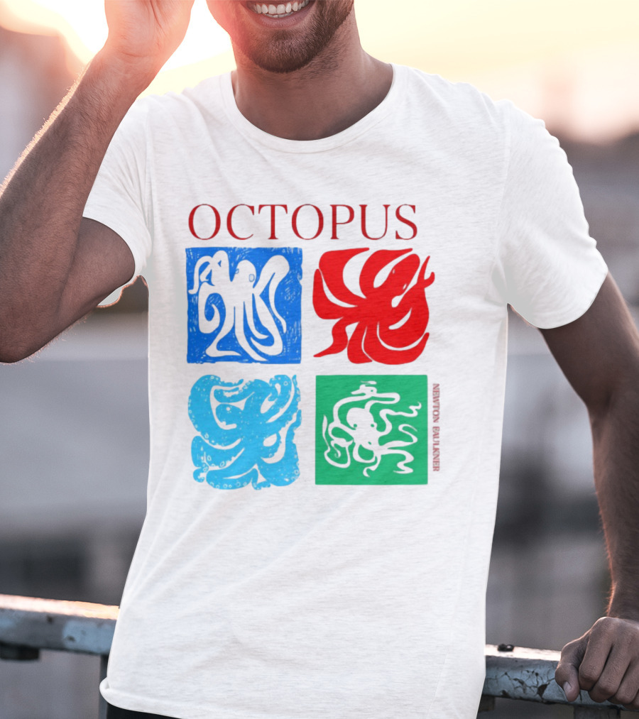 NewtonFaulkner Octopus Colorful Pop Art Quartet T-Shirt