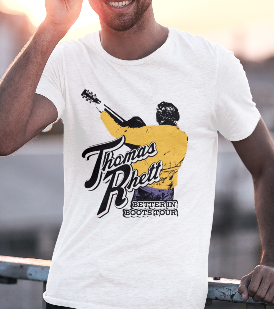 Thomas Rhett Better In Boots Retro Handgun Cowboy Boot Style T-Shirt