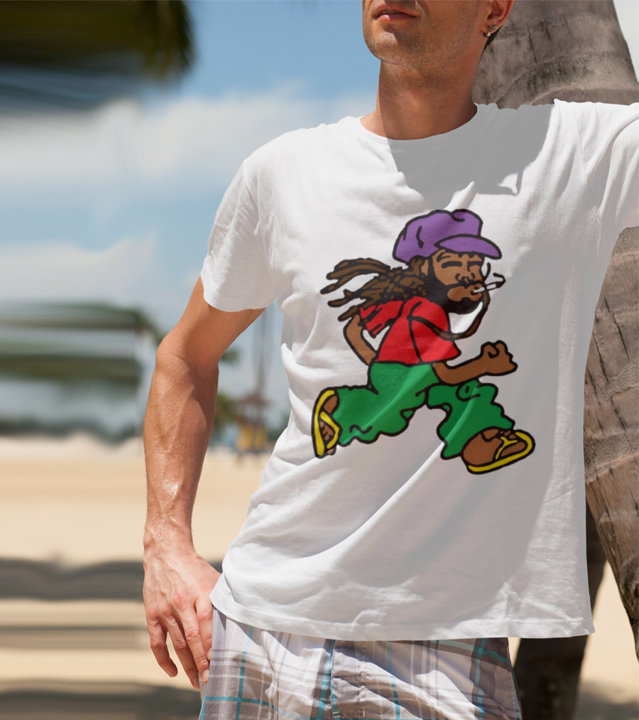 Amine Running Man Rastafarian Style Casual Character T-Shirt