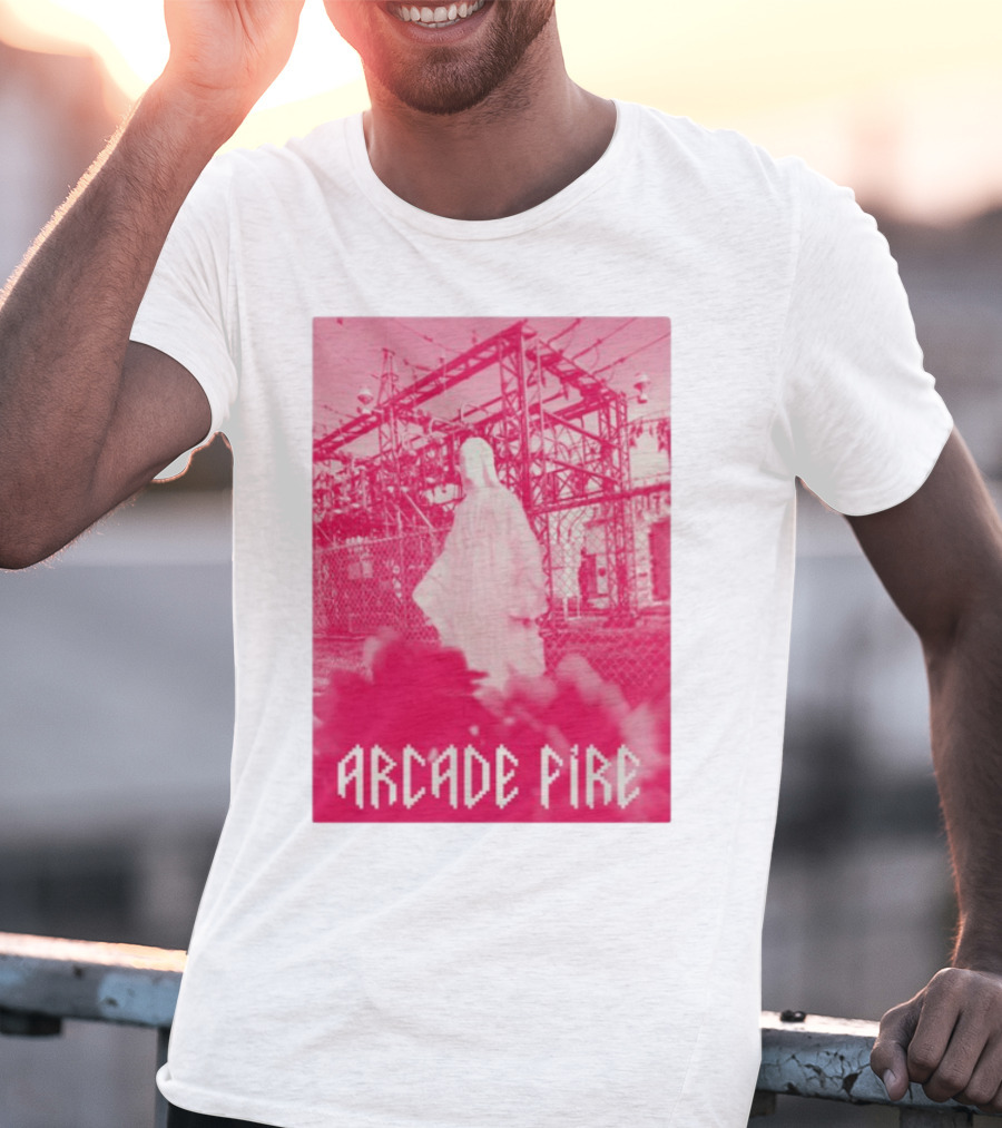 Arcade Fire Virgin Mary Statue Pink Power Station T-Shirt