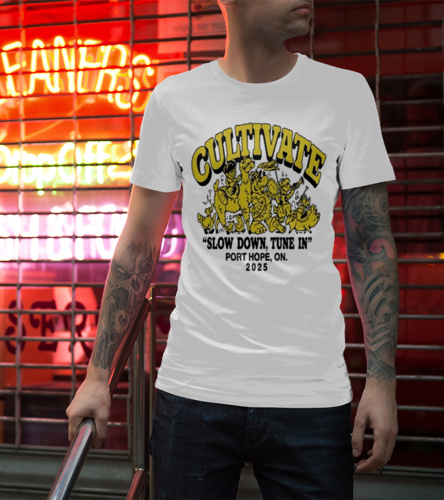 Cultivate Slow Down Tune In Port Hope On 2025 Festival Animals Retro Style T-Shirt