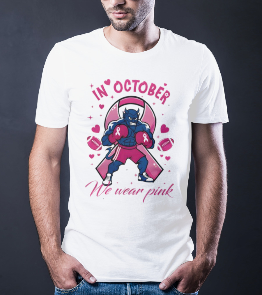 Duke Blue Devils Tackle Cancer Boxing Pink Awareness In October We Wear Pink T-Shirt