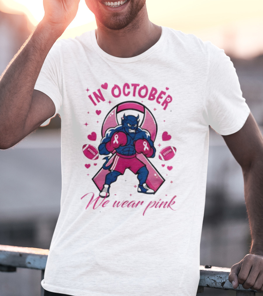 Duke Blue Devils Tackle Cancer Boxing Pink Awareness In October We Wear Pink T-Shirt