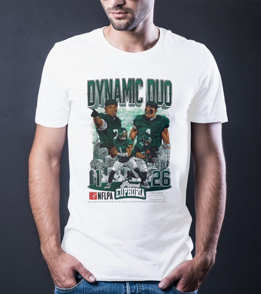 Jalen Hurts Saquon Barkley Dynamic Duo Philadelphia Eagles Planet Euphoria Neora 1 26 T-Shirt