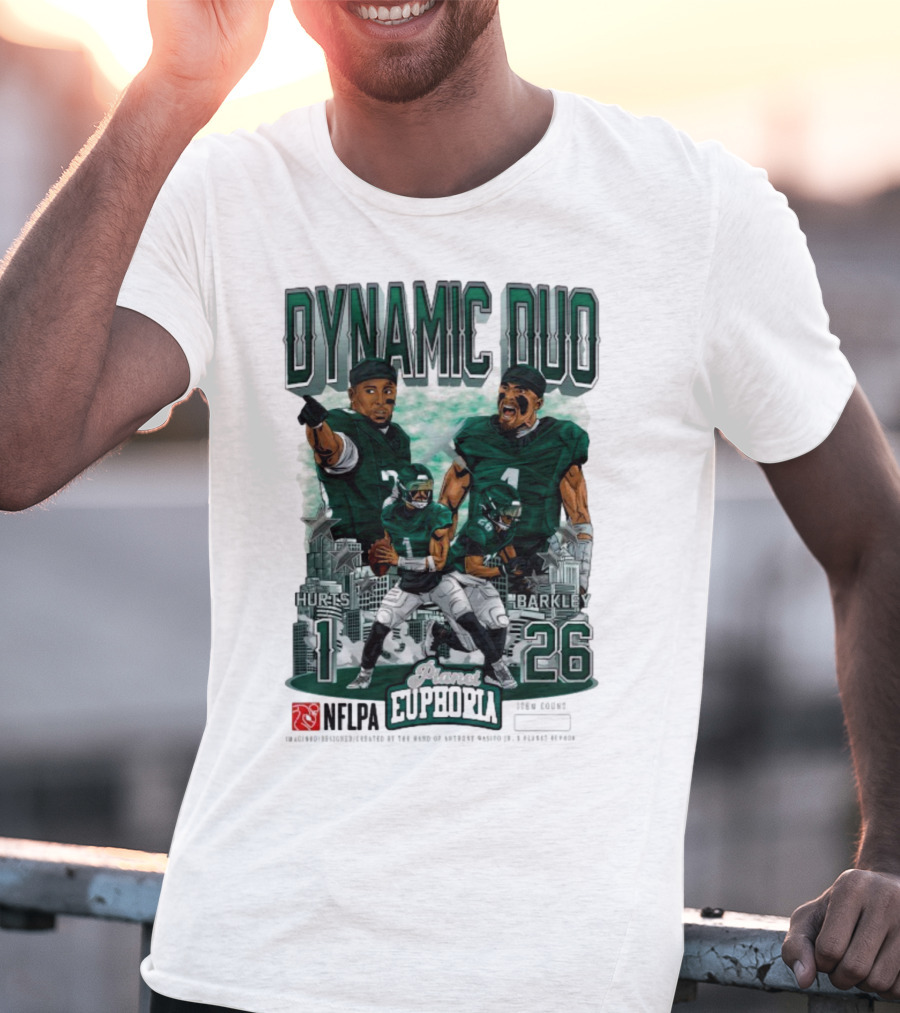 Jalen Hurts Saquon Barkley Dynamic Duo Philadelphia Eagles Planet Euphoria Neora 1 26 T-Shirt