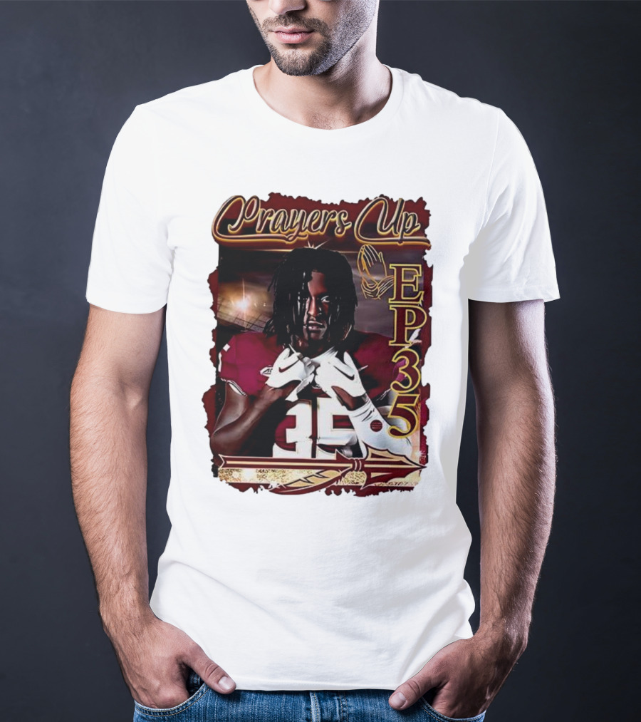 Ethan Pritchard EP35 Prayers Up Football 35 T-Shirt
