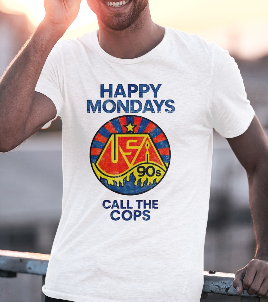 Happy Mondays USA 90s Call The Cops Starburst Retro T-Shirt
