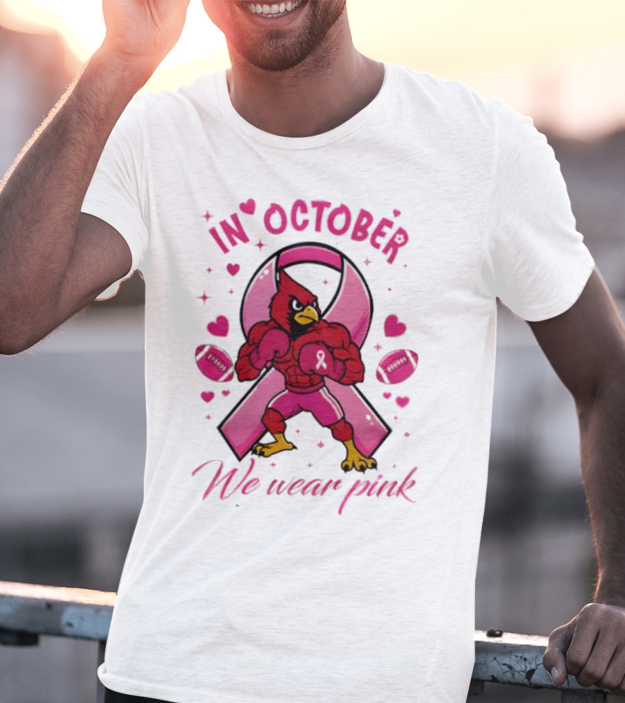 Louisville Cardinals In October We Wear Pink Tackle Cancer T-Shirt