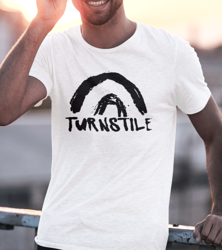 Turnstile Large Arial Double Rainbow Colorful Typography T-Shirt