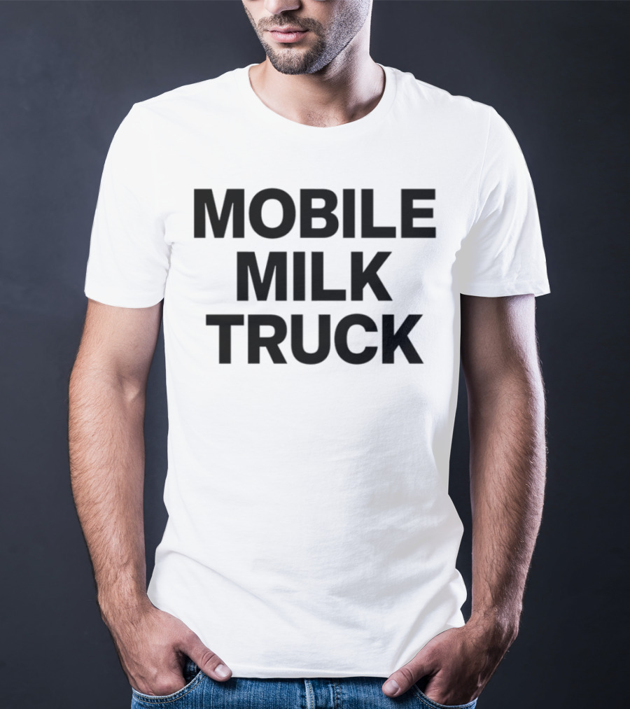 Mobile Milk Truck Dairy Time Bulldog Cartoon T-Shirt
