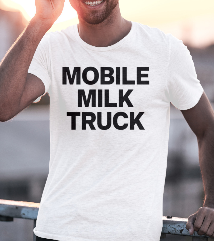 Mobile Milk Truck Dairy Time Bulldog Cartoon T-Shirt