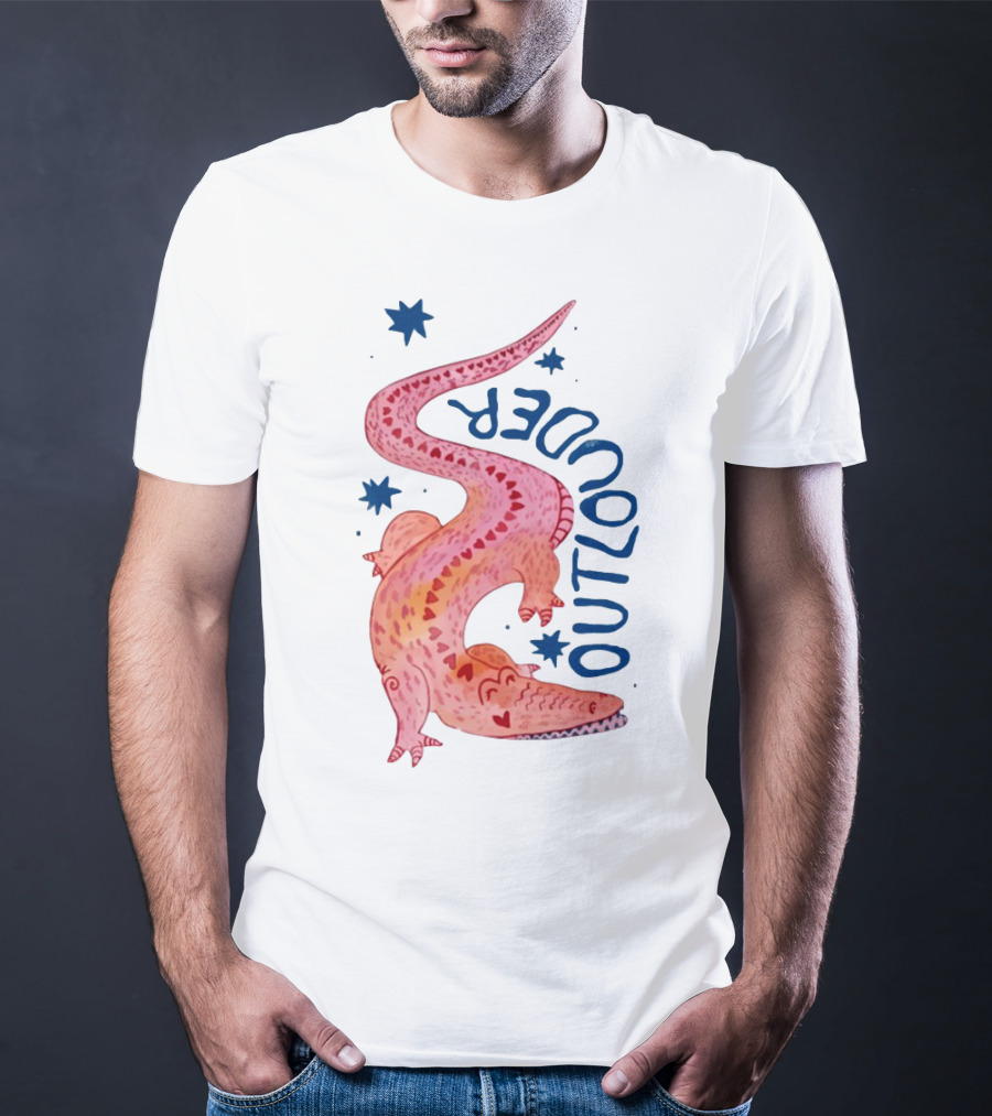 Outlouder Croc Pink Crocodile And Blue Stars T-Shirt