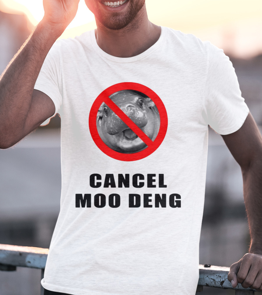 Pizzaslime Cancel Moo Deng No Entry Sign T-Shirt