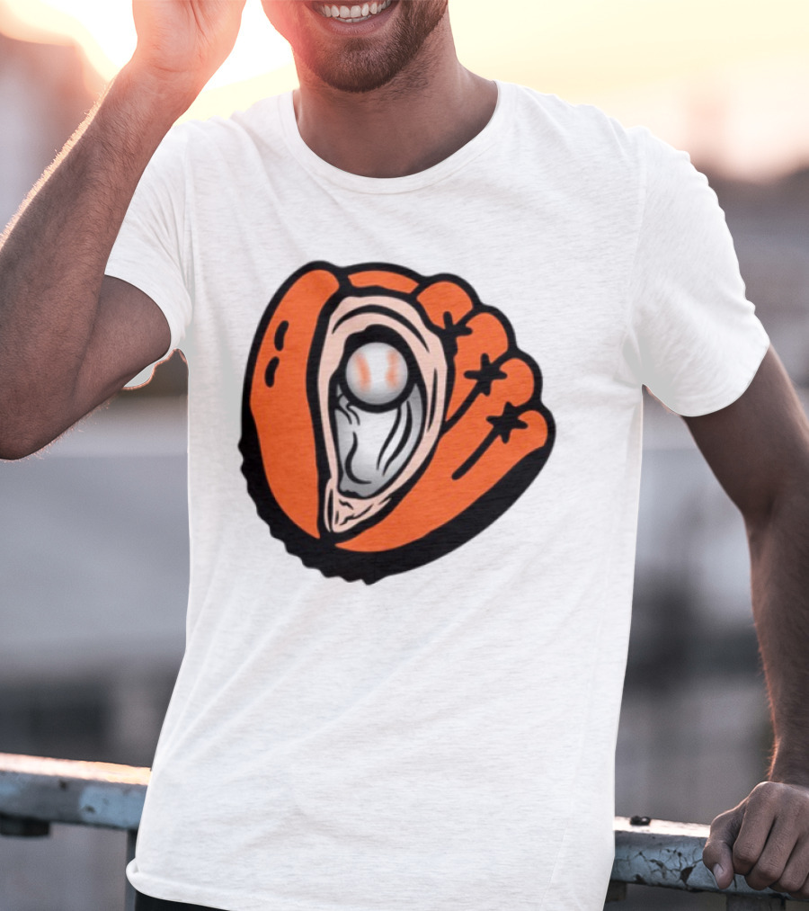 Chesapeake Oyster Catchers Baseball Glove And Pearl T-Shirt