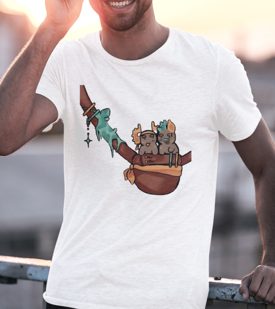 Coilpunk Steamcoil Phighting Cute Duo In Bag With Antlers And Spear T-Shirt