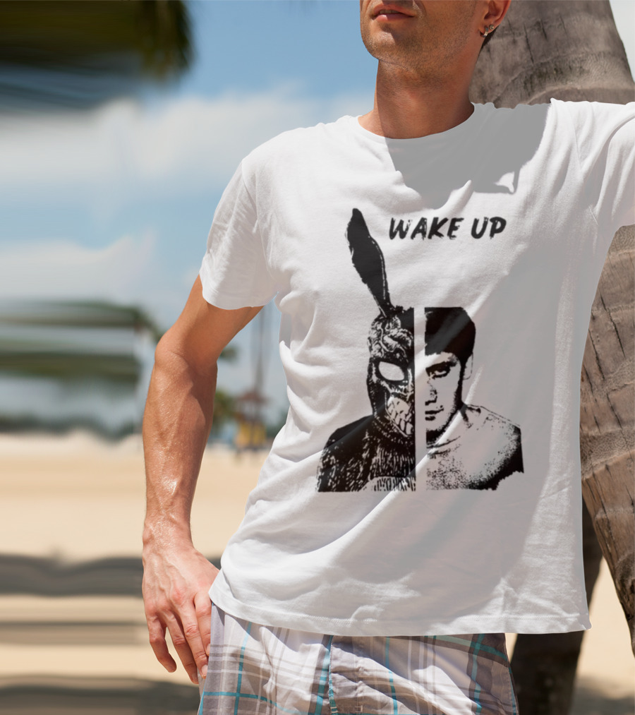 Donnie Darko Wake Up Split Face Frank And Donnie Portrait T-Shirt
