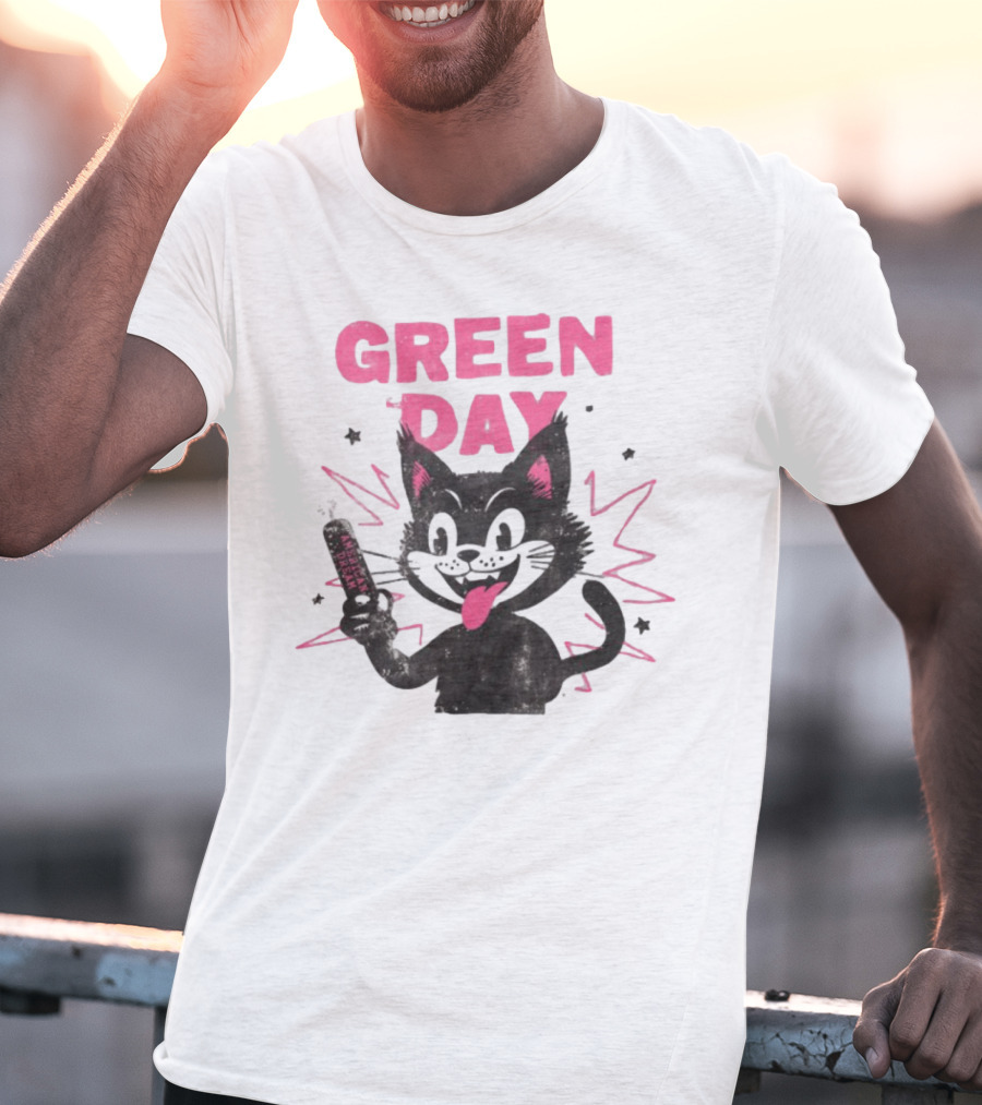 Green Day Dynamite Cartoon Cat Explosion T-Shirt
