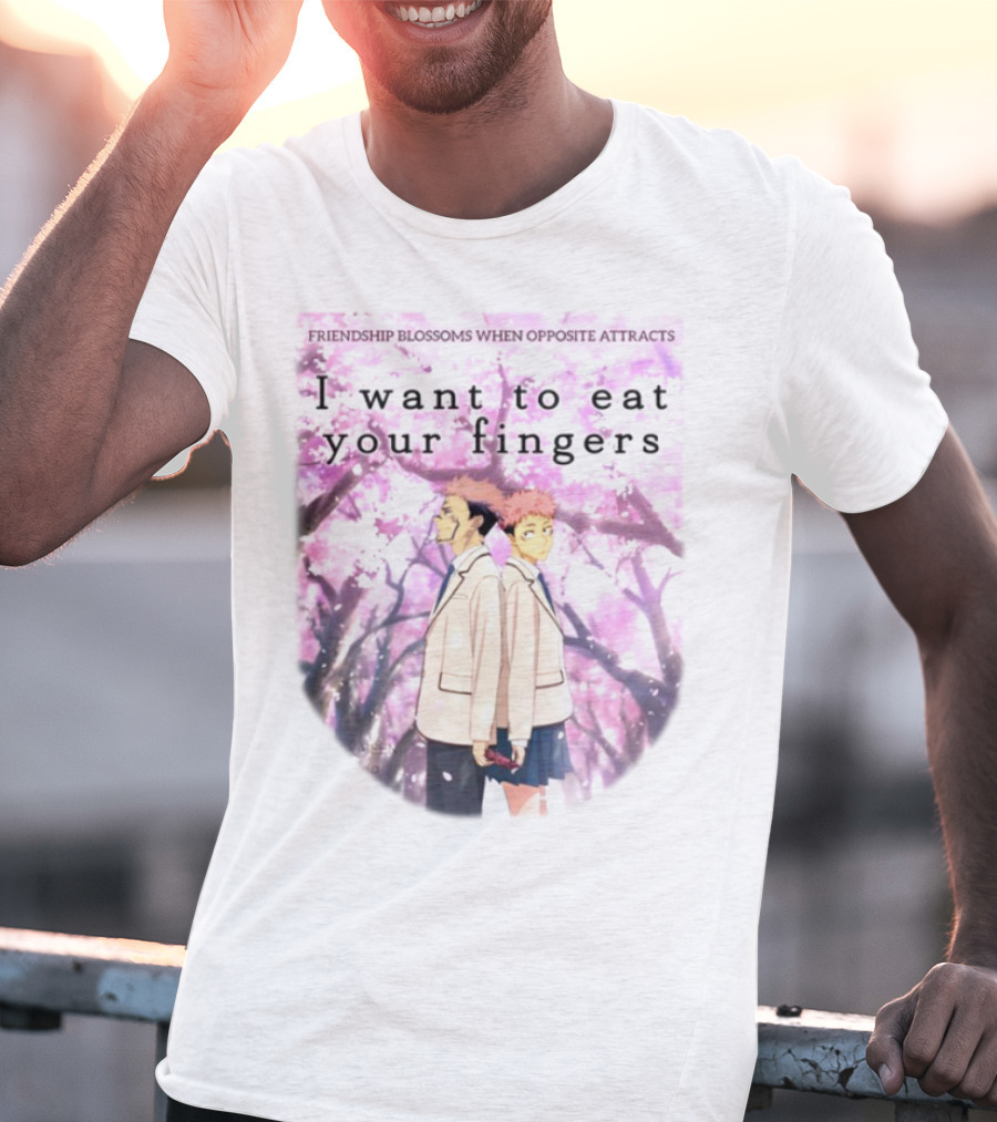 Friendship Blossoms When Opposites Attract I Want To Eat Your Fingers Anime Scene T-Shirt