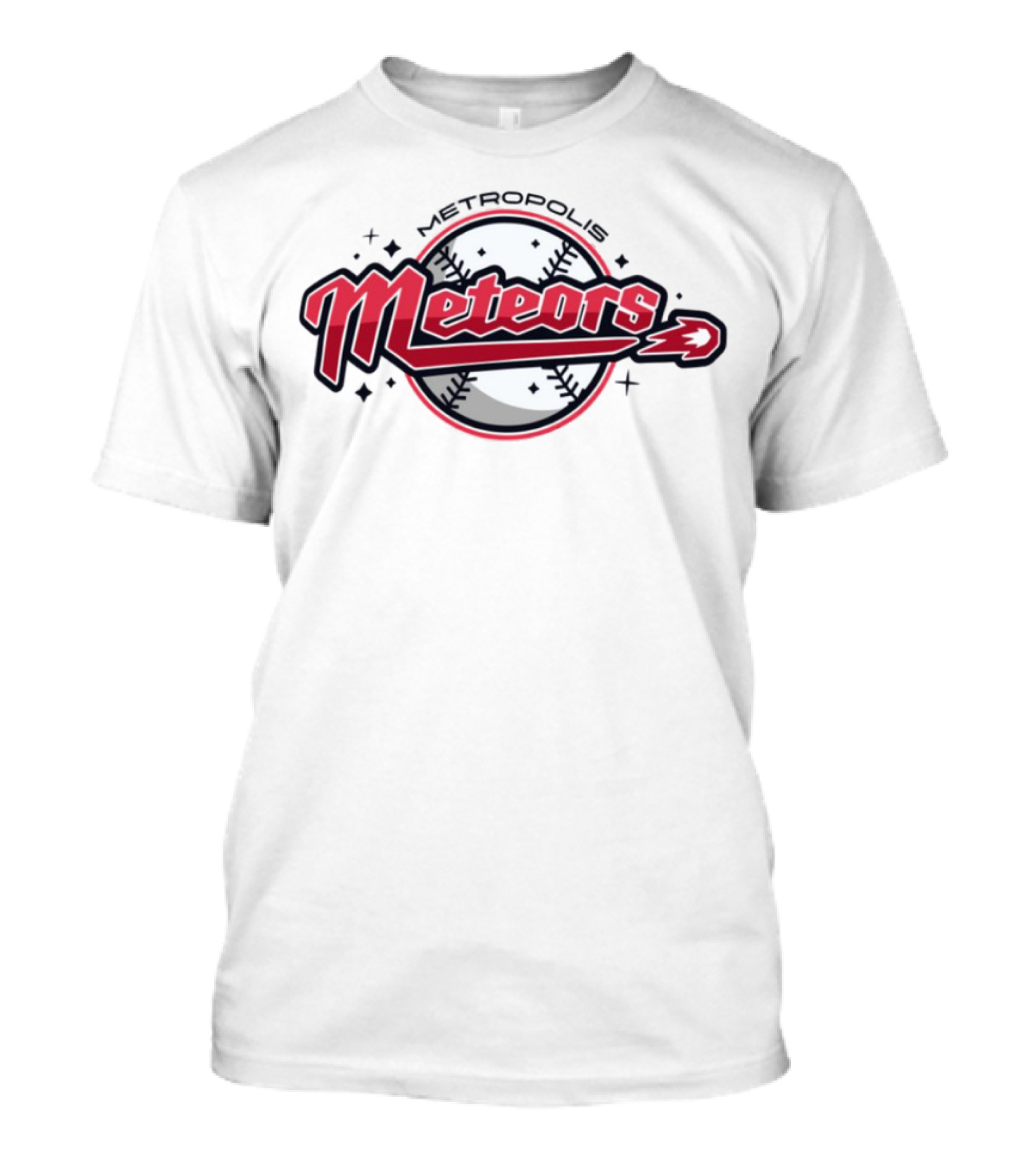 Metropolis Meteors Baseball Team Emblem Logo T-Shirt