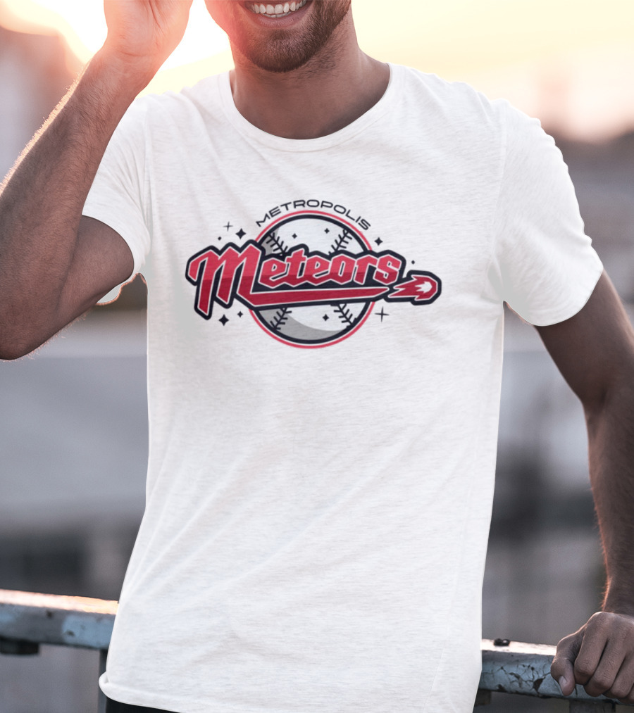 Metropolis Meteors Baseball Team Emblem Logo T-Shirt