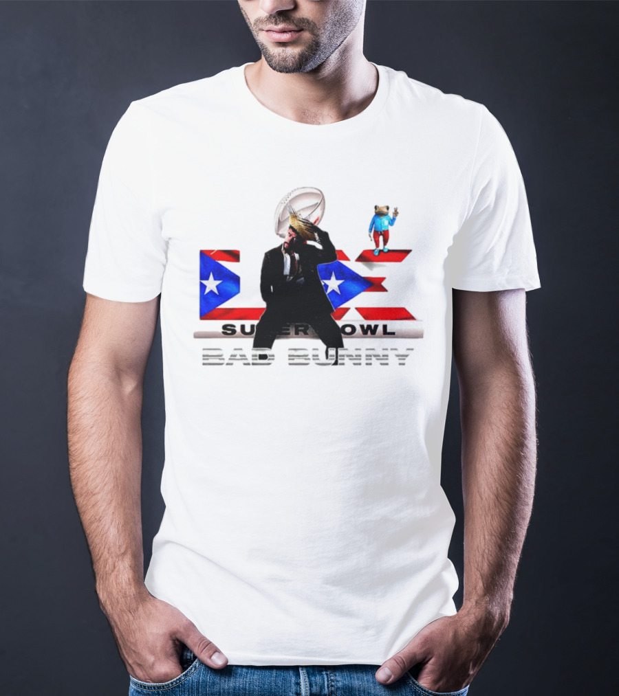 Bad Bunny Super Bowl Halftime 2026 Puerto Rico Flag Iconic Performance T-Shirt