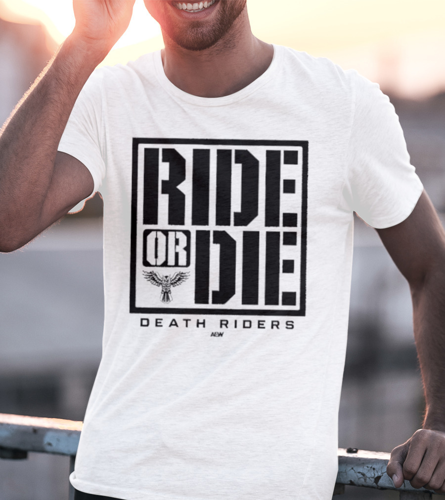 Death Riders Ride Or Die Skeleton Biker Gang AEW T-Shirt