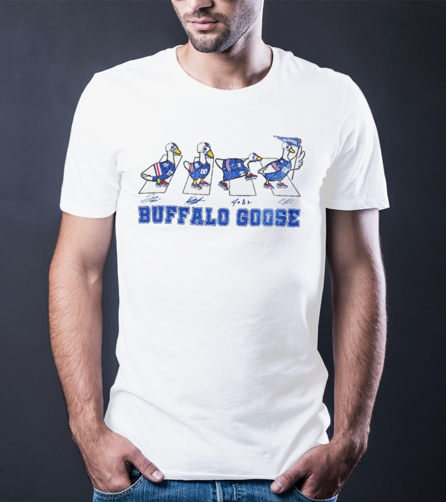 Buffalo Goose Abbey Road NFL Football Game Day Signatures T-Shirt