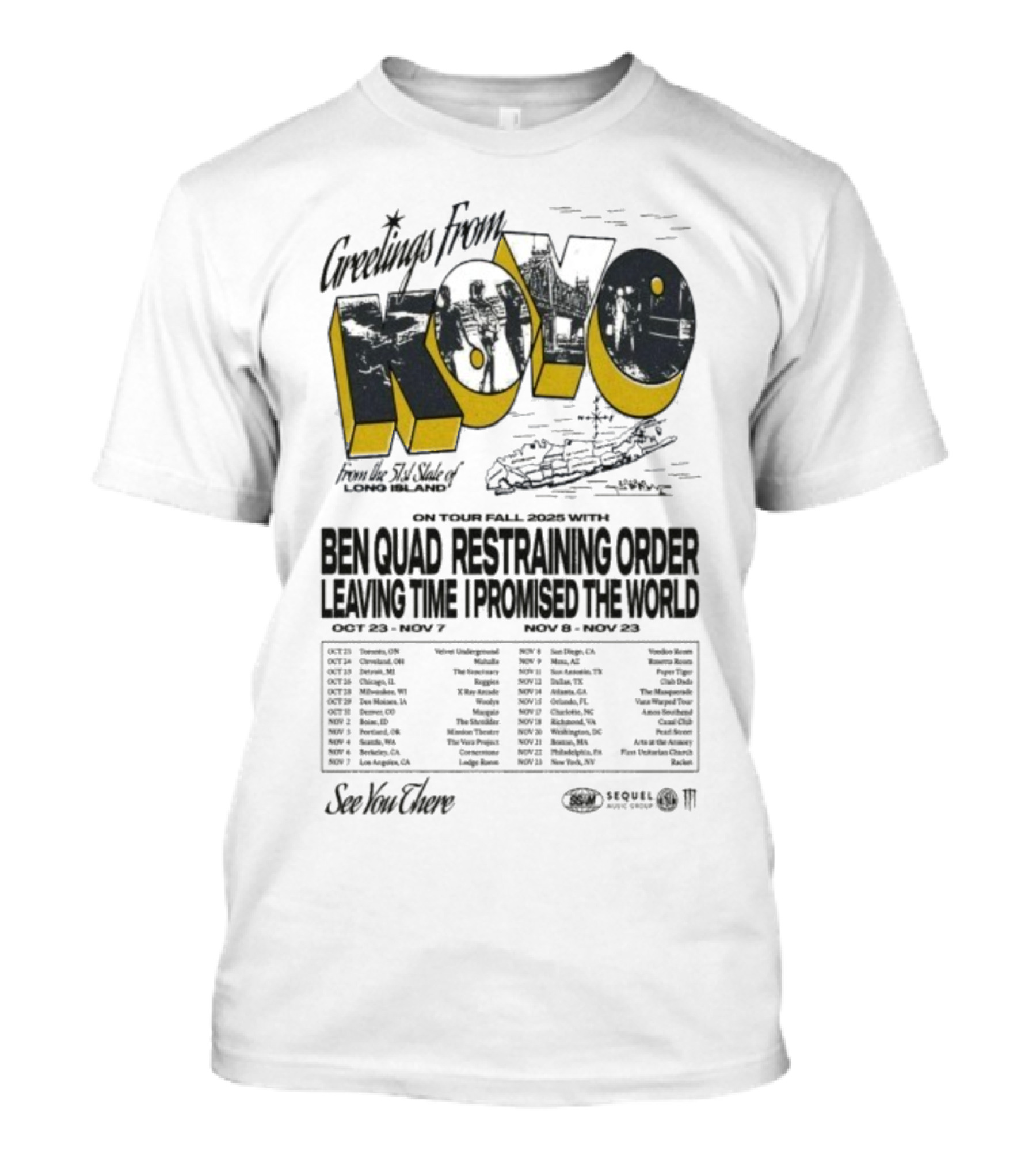 Greetings From Koyo Tour Fall 2025 Ben Quad Restraining Order Leaving Time I Promised The World T-Shirt
