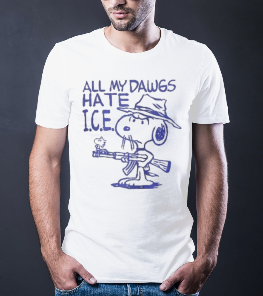 Snoopy Peanuts All My Dawgs Hate I.C.E. T-Shirt
