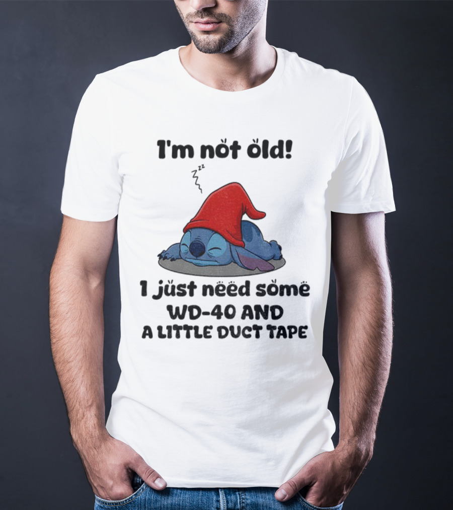 Stitch Sleepy Time WD-40 Duct Tape Humor T-Shirt
