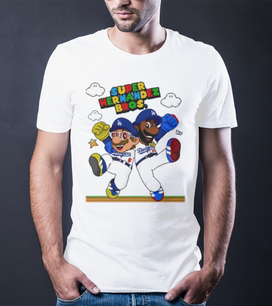 Super Hernández Bros Teoscar Kiké Let’s Go Dodgers Mario X Los Angeles Dodgers T-Shirt