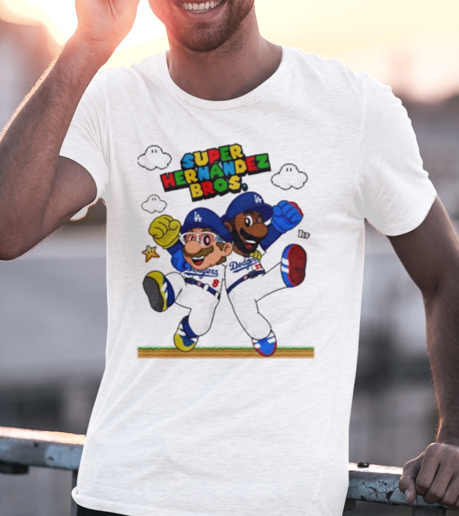 Super Hernández Bros Teoscar Kiké Let’s Go Dodgers Mario X Los Angeles Dodgers T-Shirt