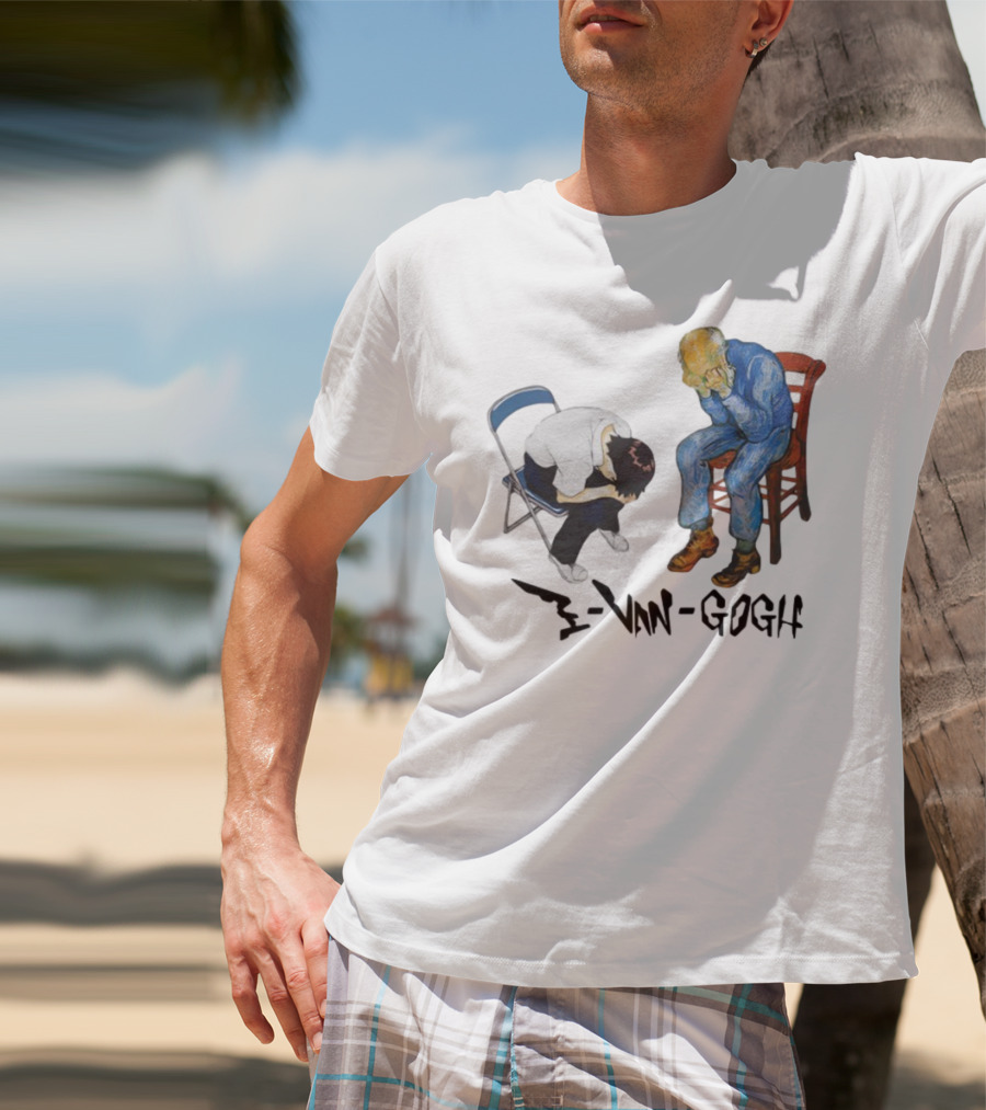 Evangogh Sadness Embrace Blue Figure Art Crossover T-Shirt