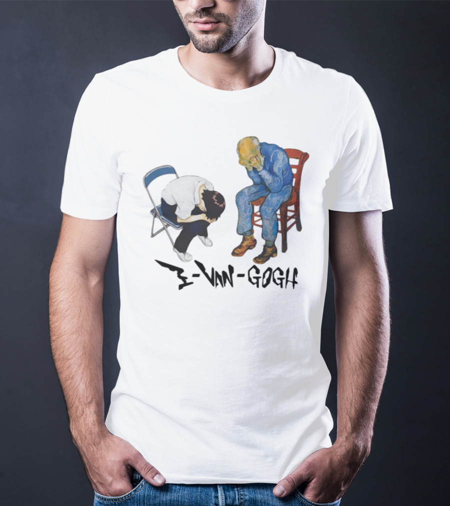 Evangogh Sadness Embrace Blue Figure Art Crossover T-Shirt