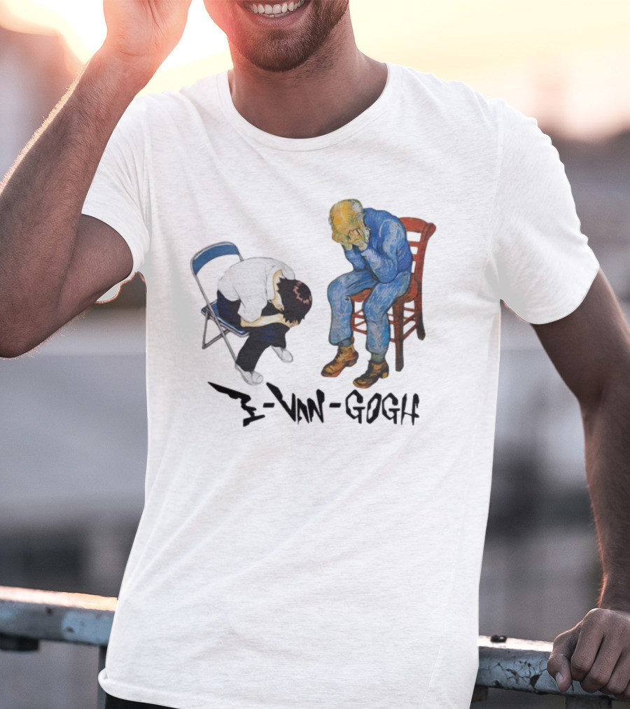 Evangogh Sadness Embrace Blue Figure Art Crossover T-Shirt