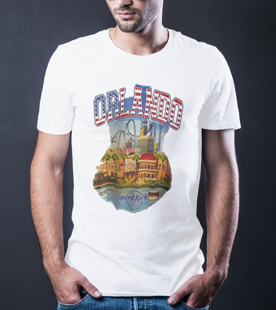 Hard Rock Cafe Orlando American Flag Skyline Roller T-Shirt