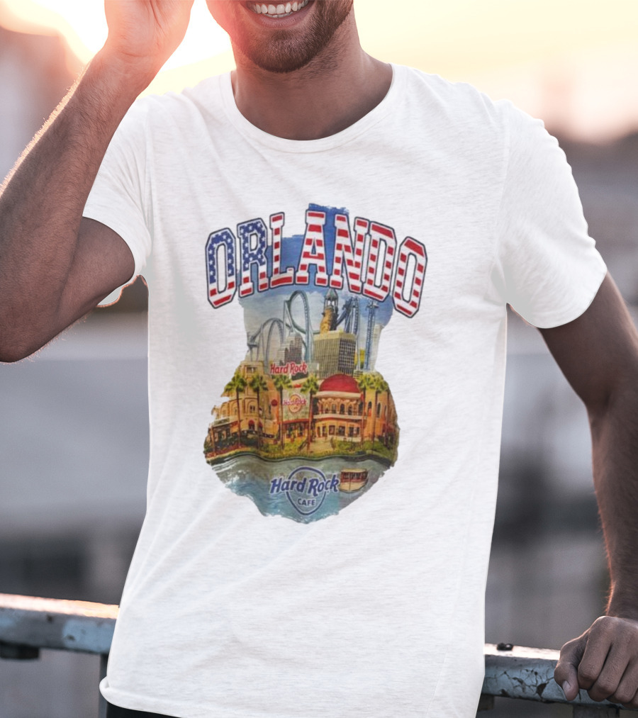 Hard Rock Cafe Orlando American Flag Skyline Roller T-Shirt