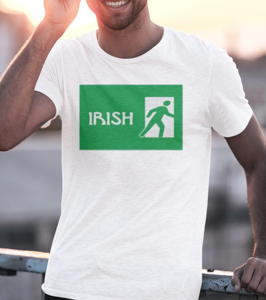 Emotionalclub Irish Exit Green Emergency Sign Style T-Shirt