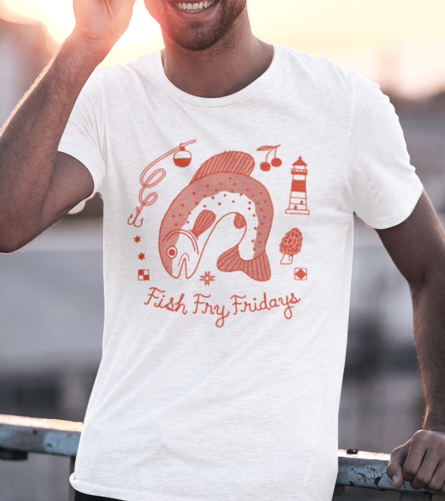 Jamie Green Fish Fry Fridays Lighthouse Fish Music Icons T-Shirt