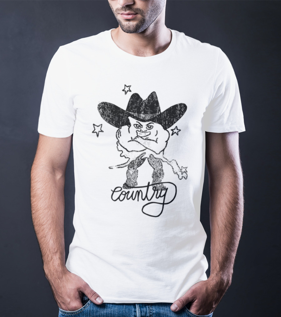 Weird Guy Cowboy With Guitar Retro Style T-Shirt