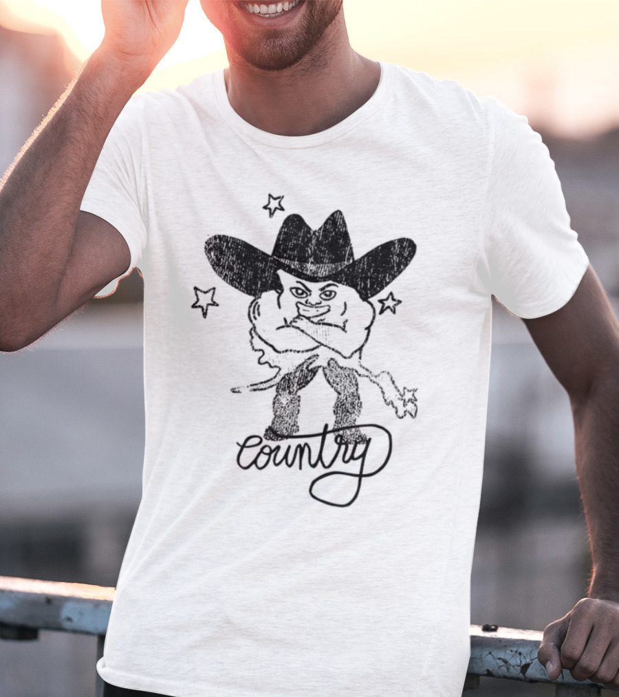 Weird Guy Cowboy With Guitar Retro Style T-Shirt