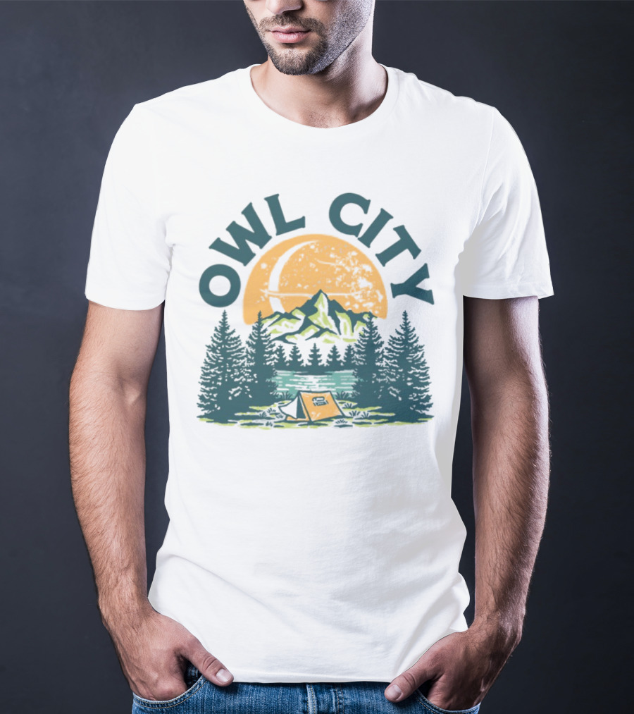 Owl City Mountains Camping Under Moon St. Patrick's Day T-Shirt