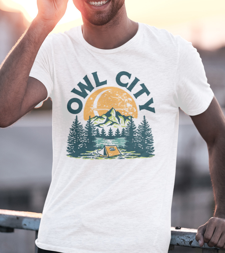 Owl City Mountains Camping Under Moon St. Patrick's Day T-Shirt
