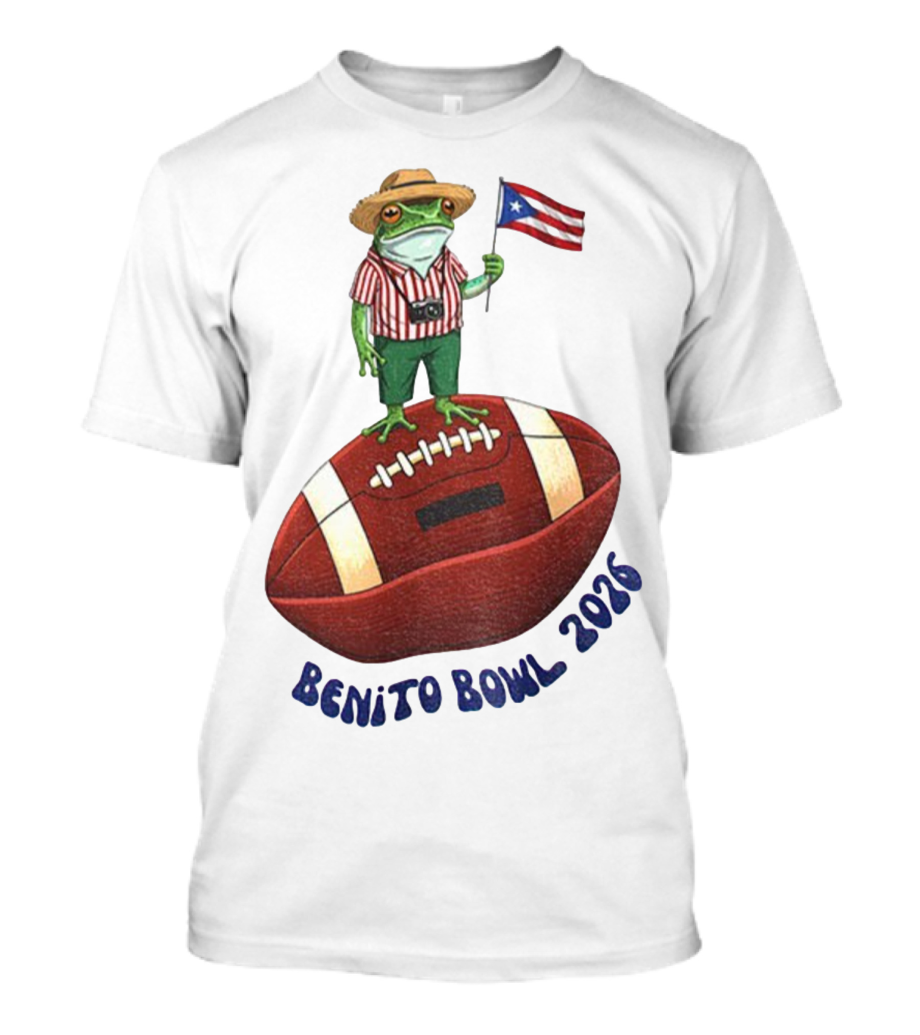 Bad Bunny Puerto Rico Frog Flag Benito Bowl 2026 Football T-Shirt