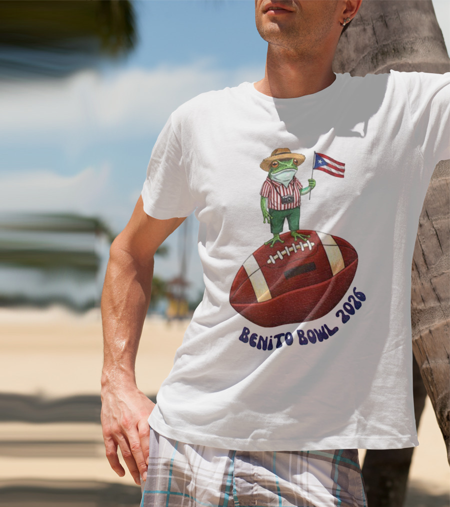 Bad Bunny Puerto Rico Frog Flag Benito Bowl 2026 Football T-Shirt
