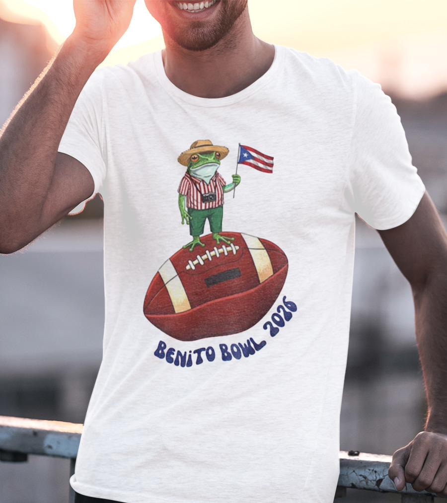 Bad Bunny Puerto Rico Frog Flag Benito Bowl 2026 Football T-Shirt
