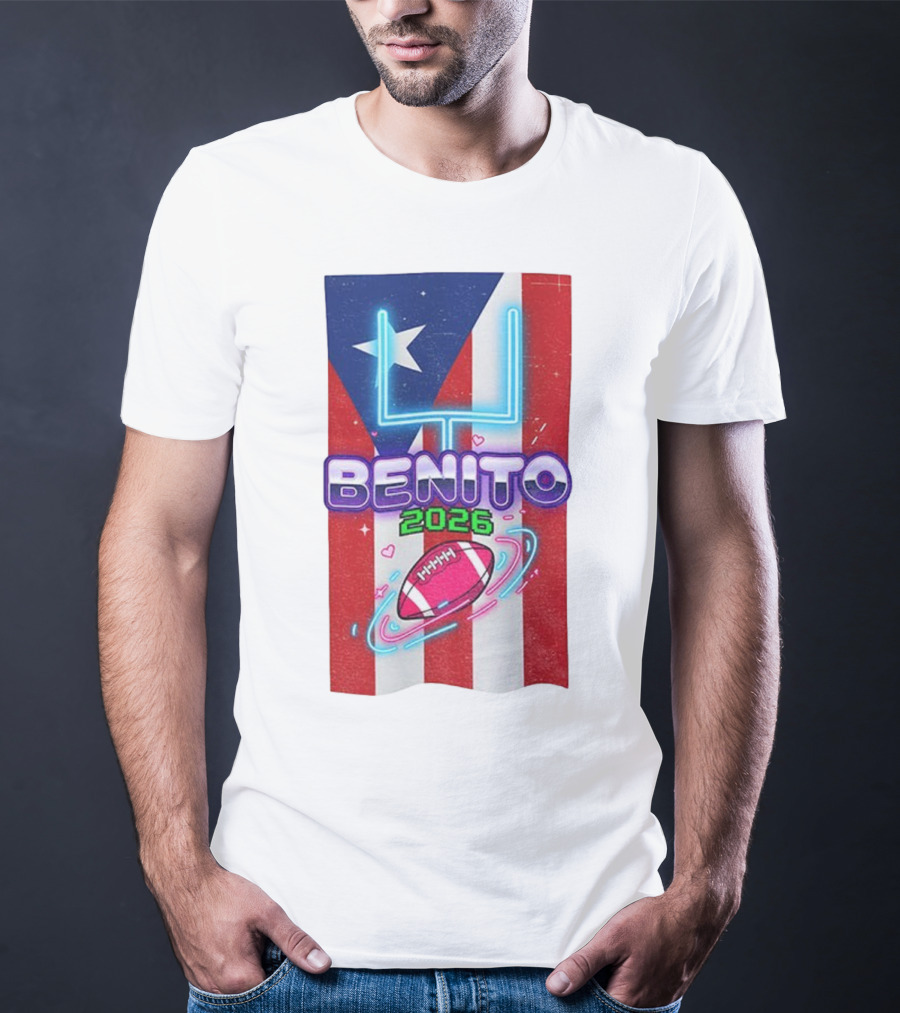 Benito 2026 Bad Bunny Super Bowl Halftime Show Fan Football Puerto Rico Flag T-Shirt