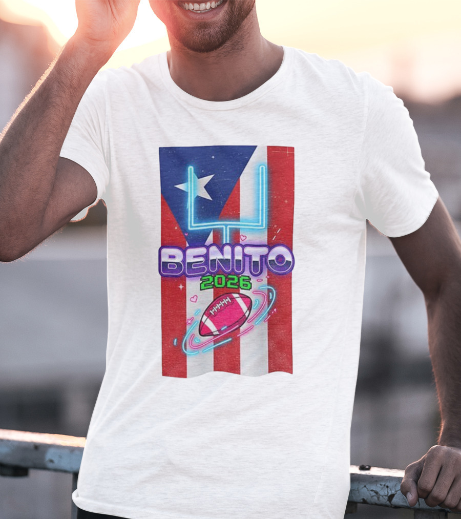 Benito 2026 Bad Bunny Super Bowl Halftime Show Fan Football Puerto Rico Flag T-Shirt