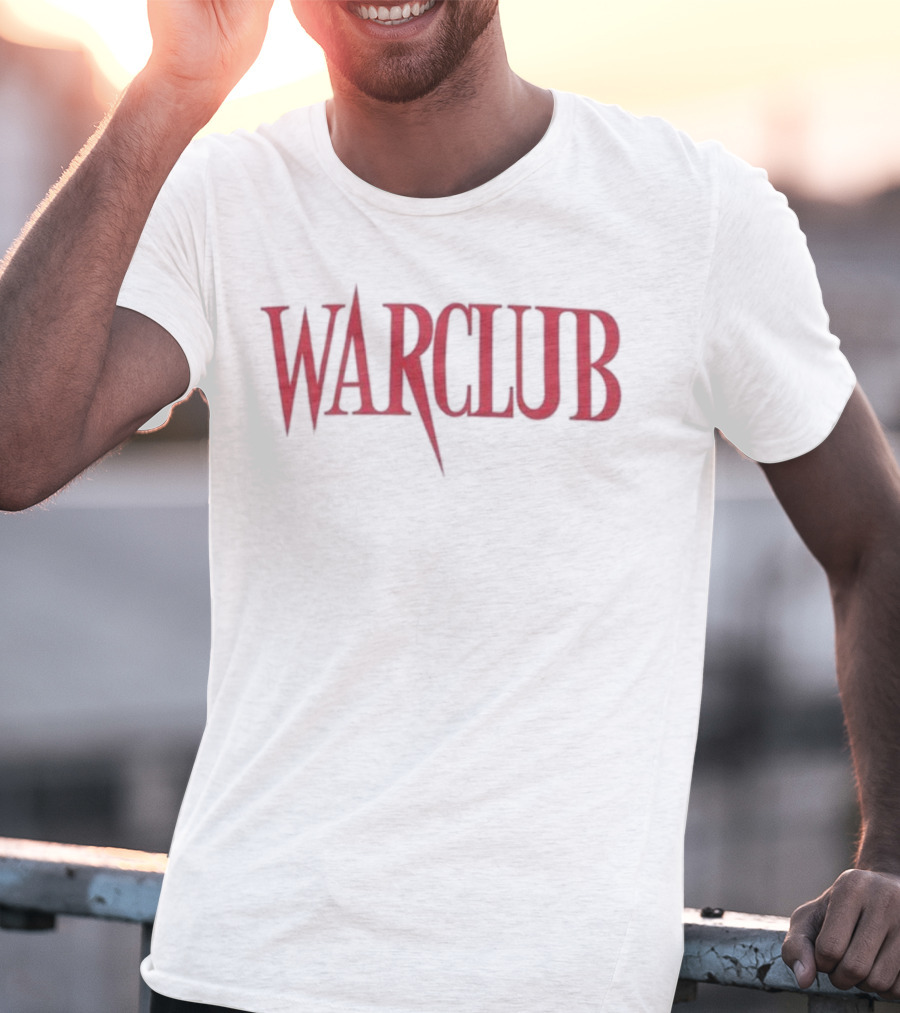 Half Face Blades Warclub Red Text T-Shirt